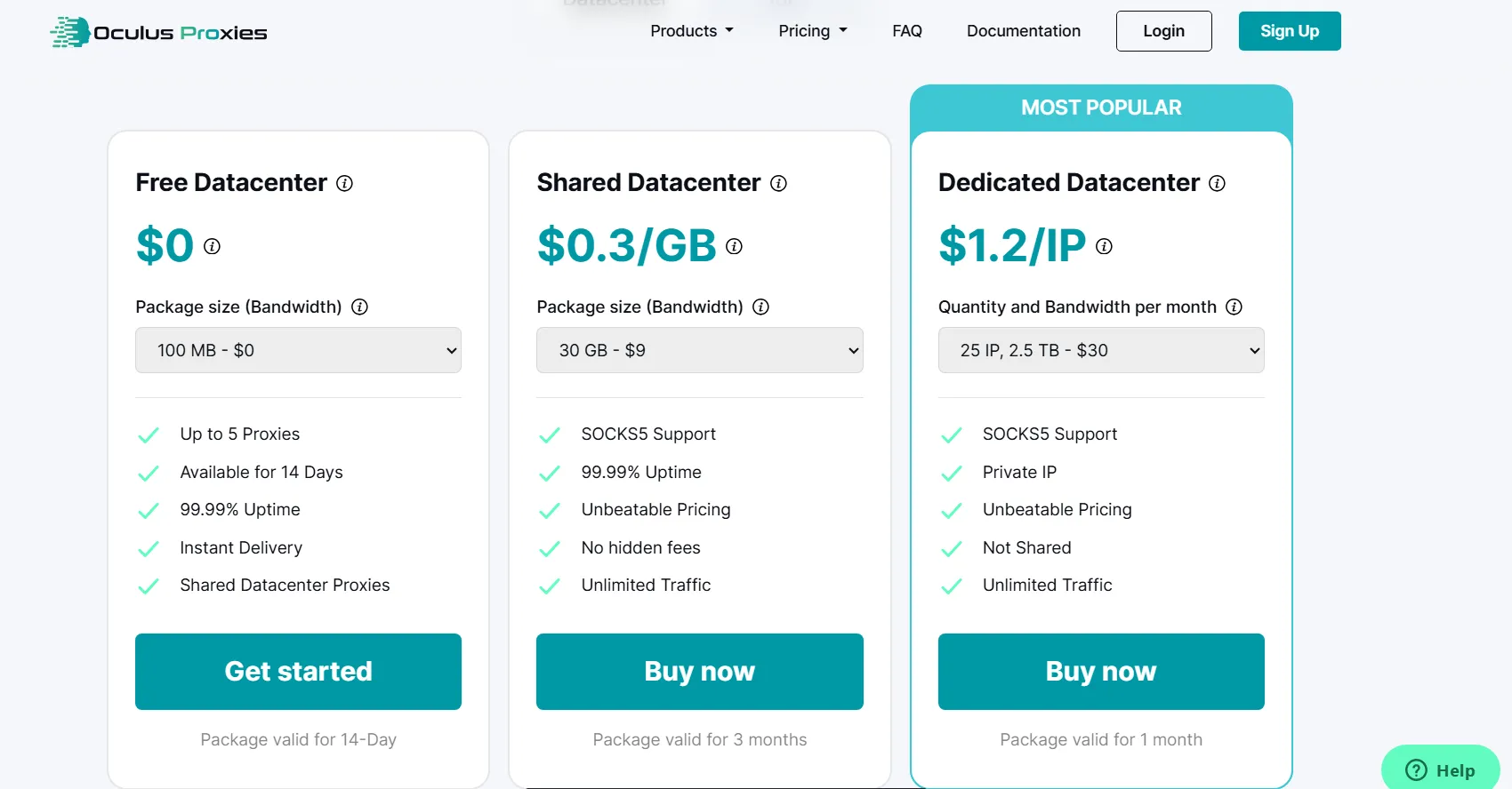 Oculus Proxies Pricing