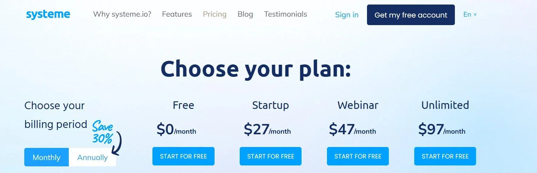 systeme.io Pricing