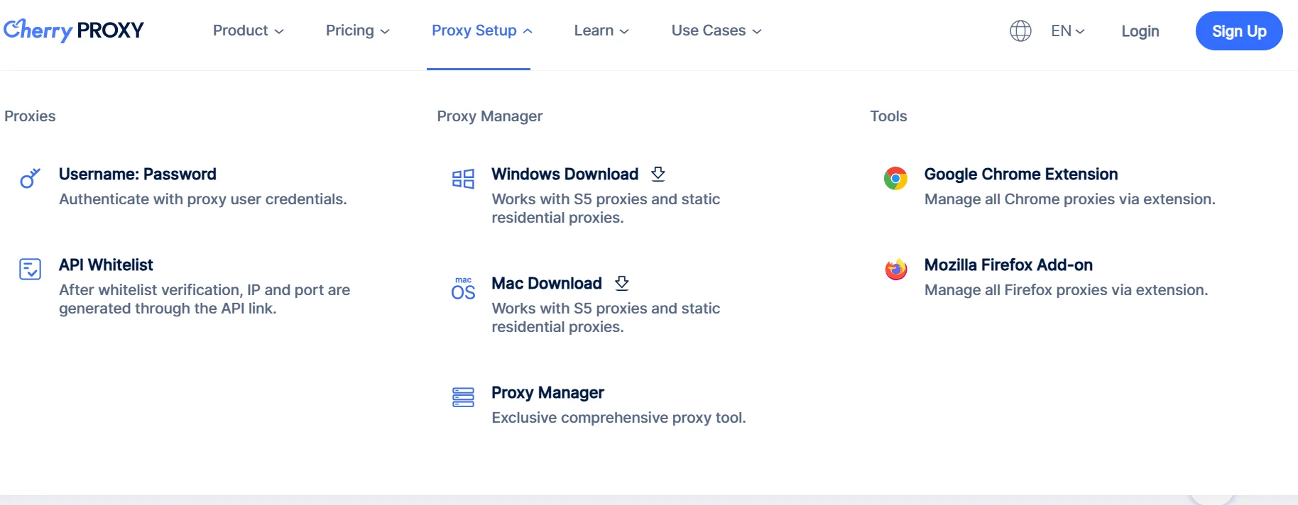 Cherry Proxy setup