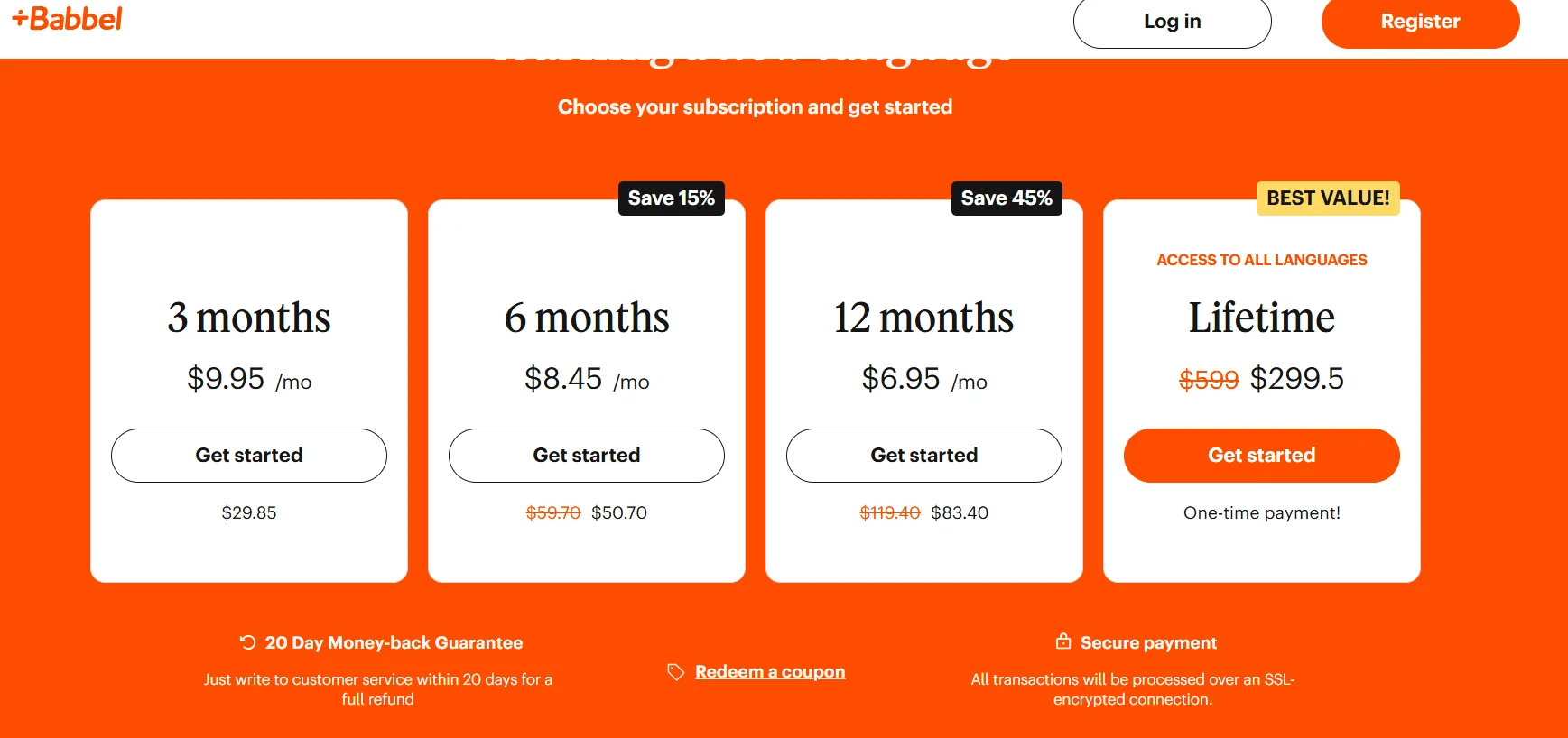 Babbel Pricing Plans