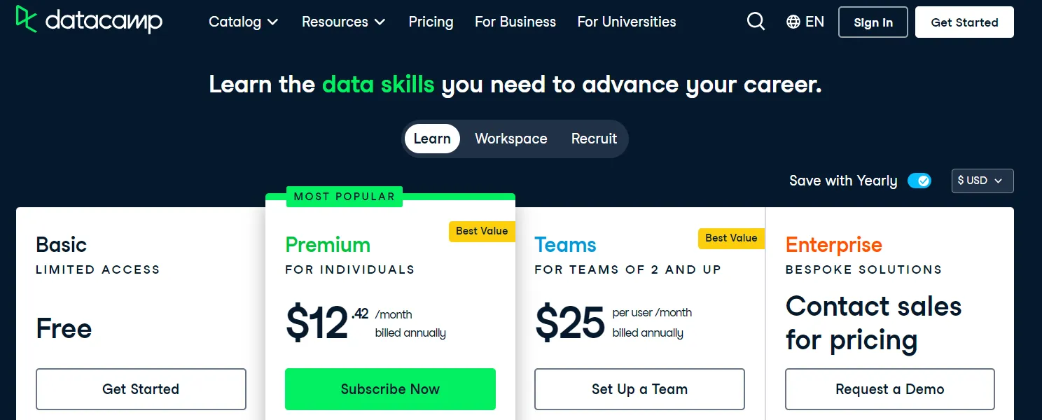 DataCamp - Pricing