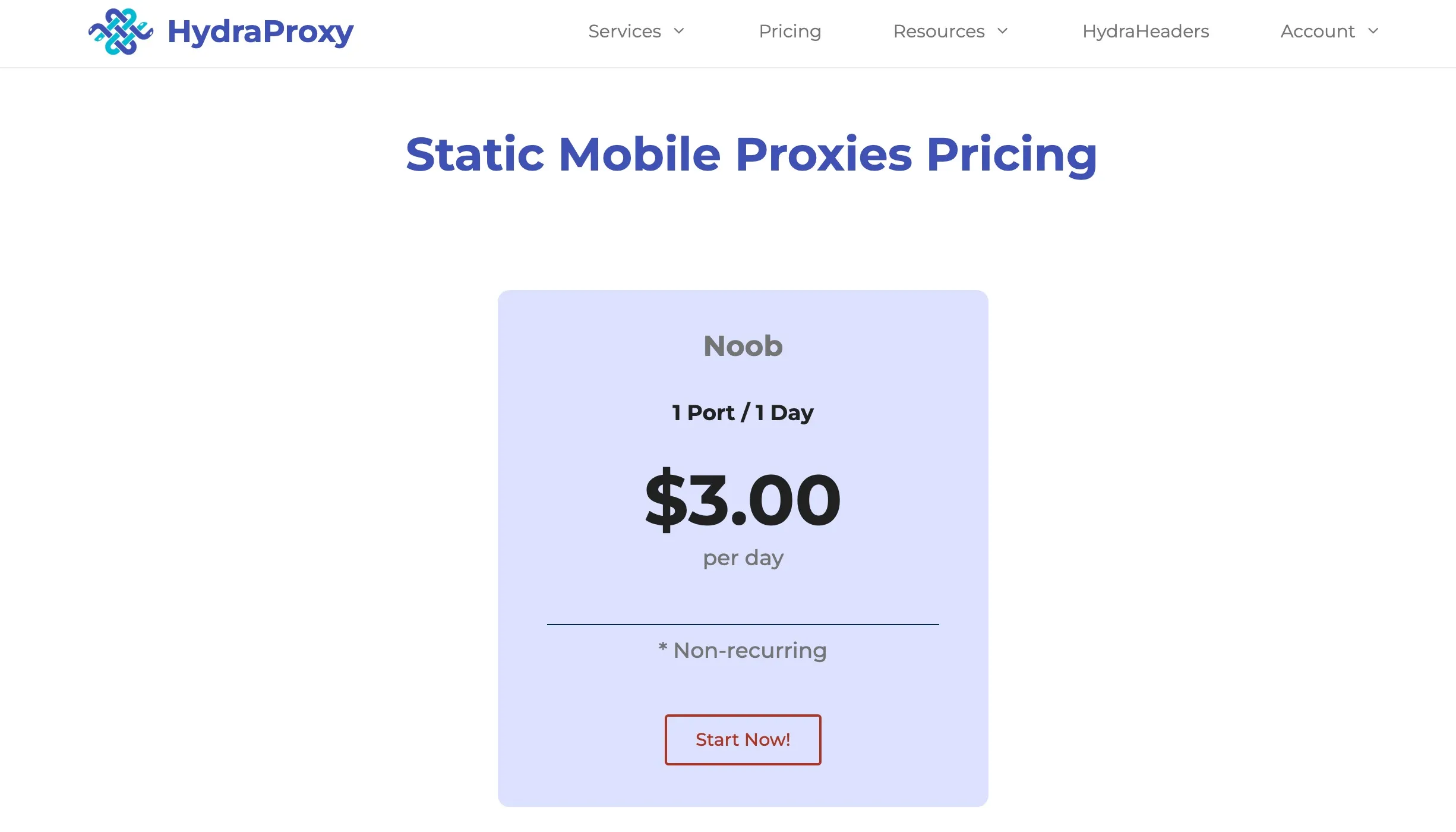 HydraProxy - Static Mobile Proxies Pricing