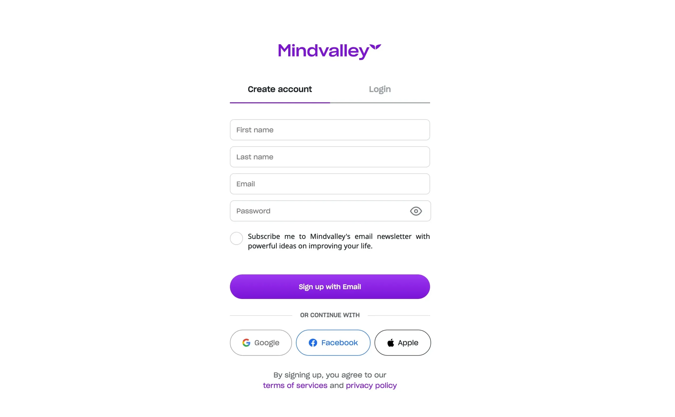 Mindvalley - Create an Account