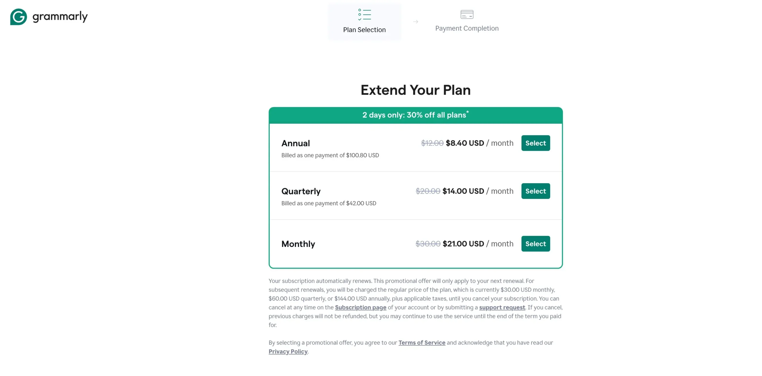 Open the Pricing Page & Choose Your Plan - Grammarly