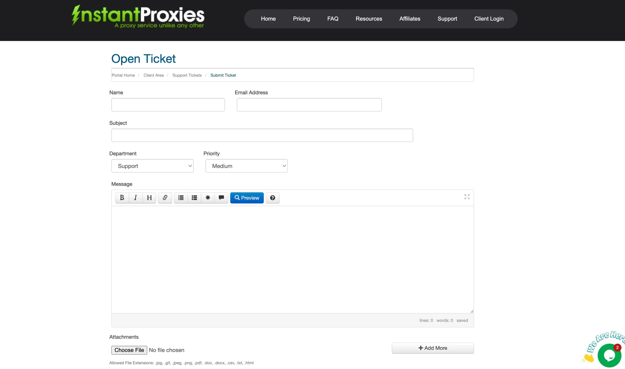 Support - Instant Proxies 