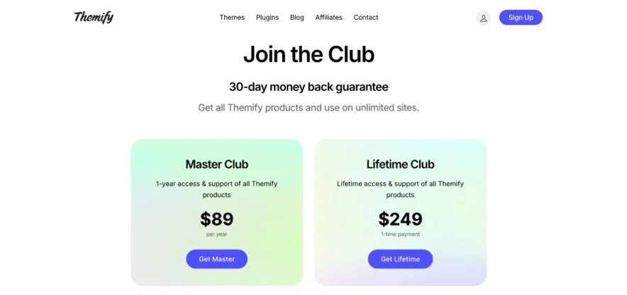 Themify Pricing Plans