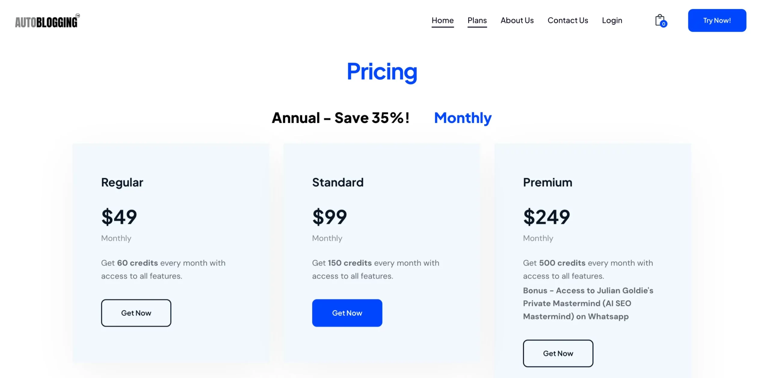 Autoblogging Pricing Options