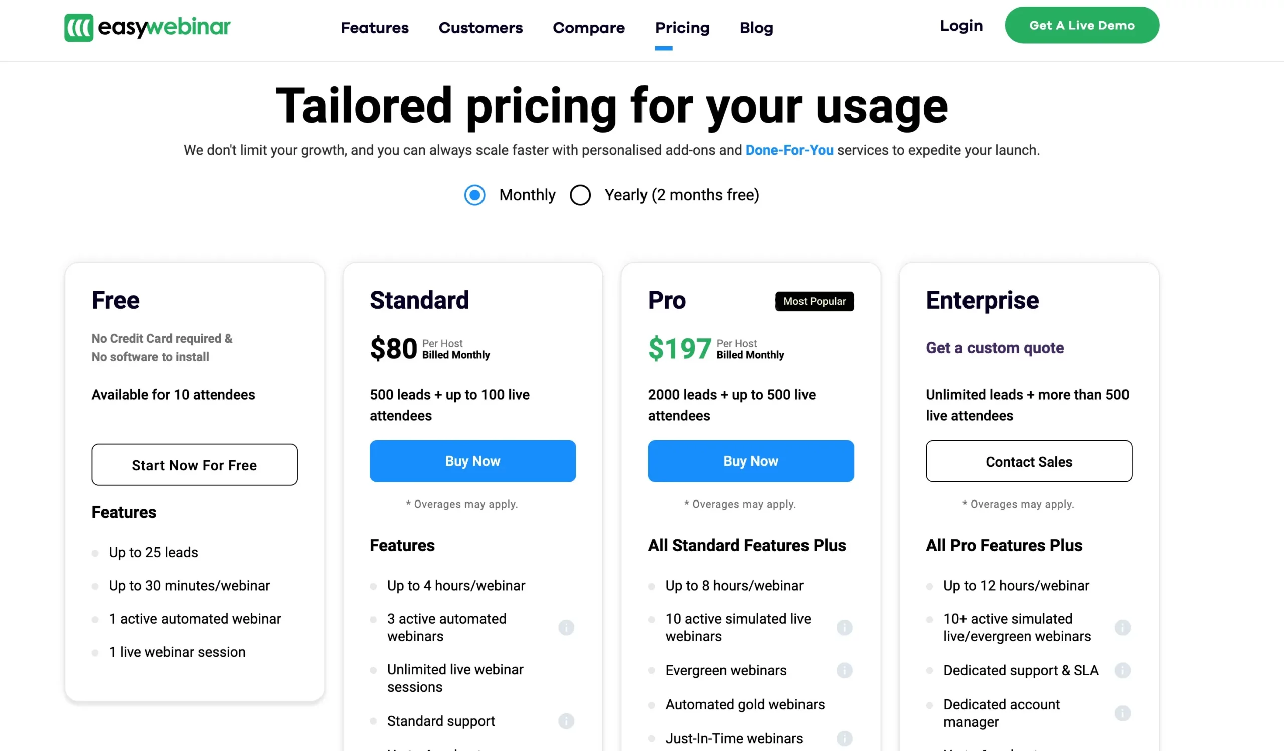 EasyWebinar: Pricing Options