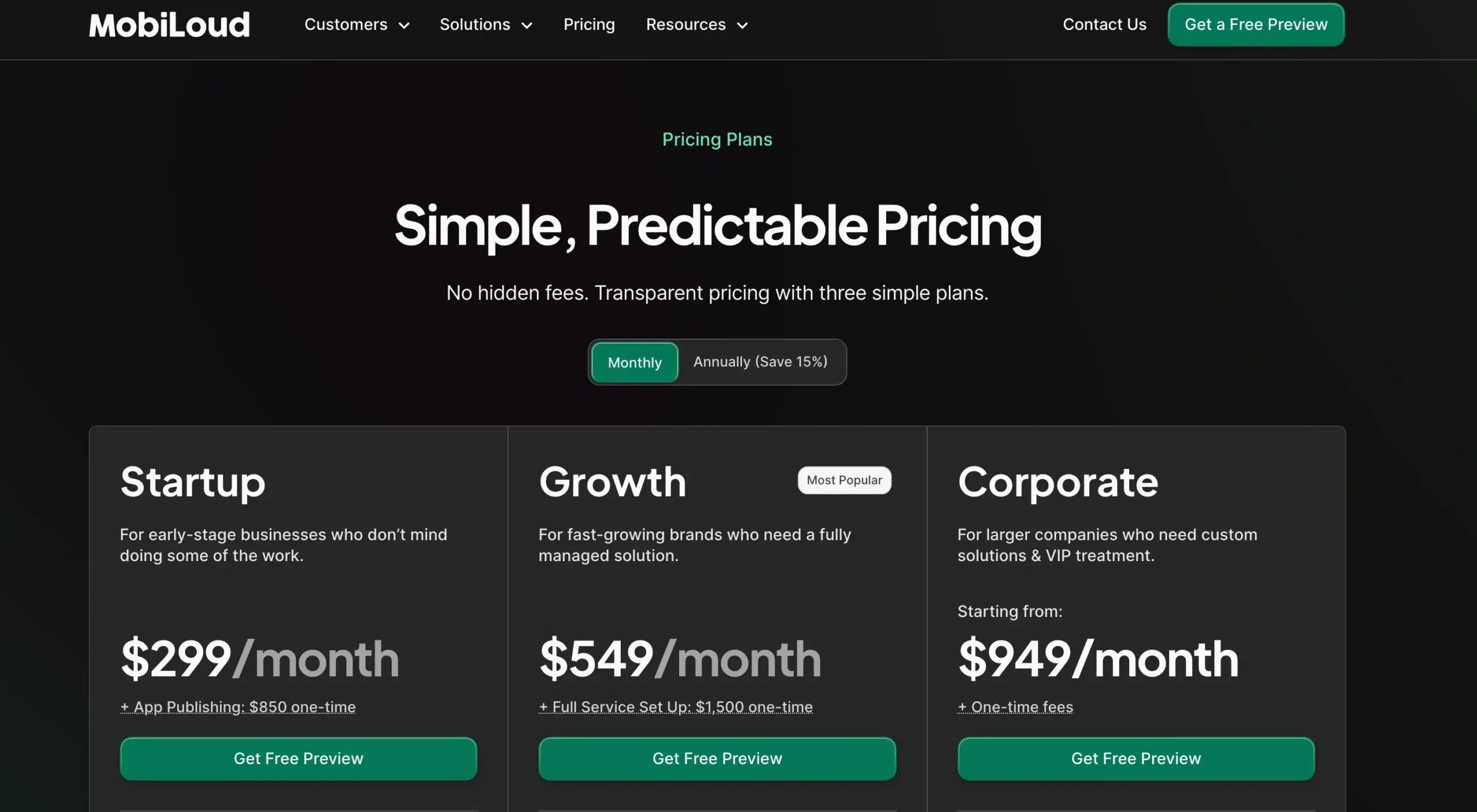 MobiLoud Pricing Options: