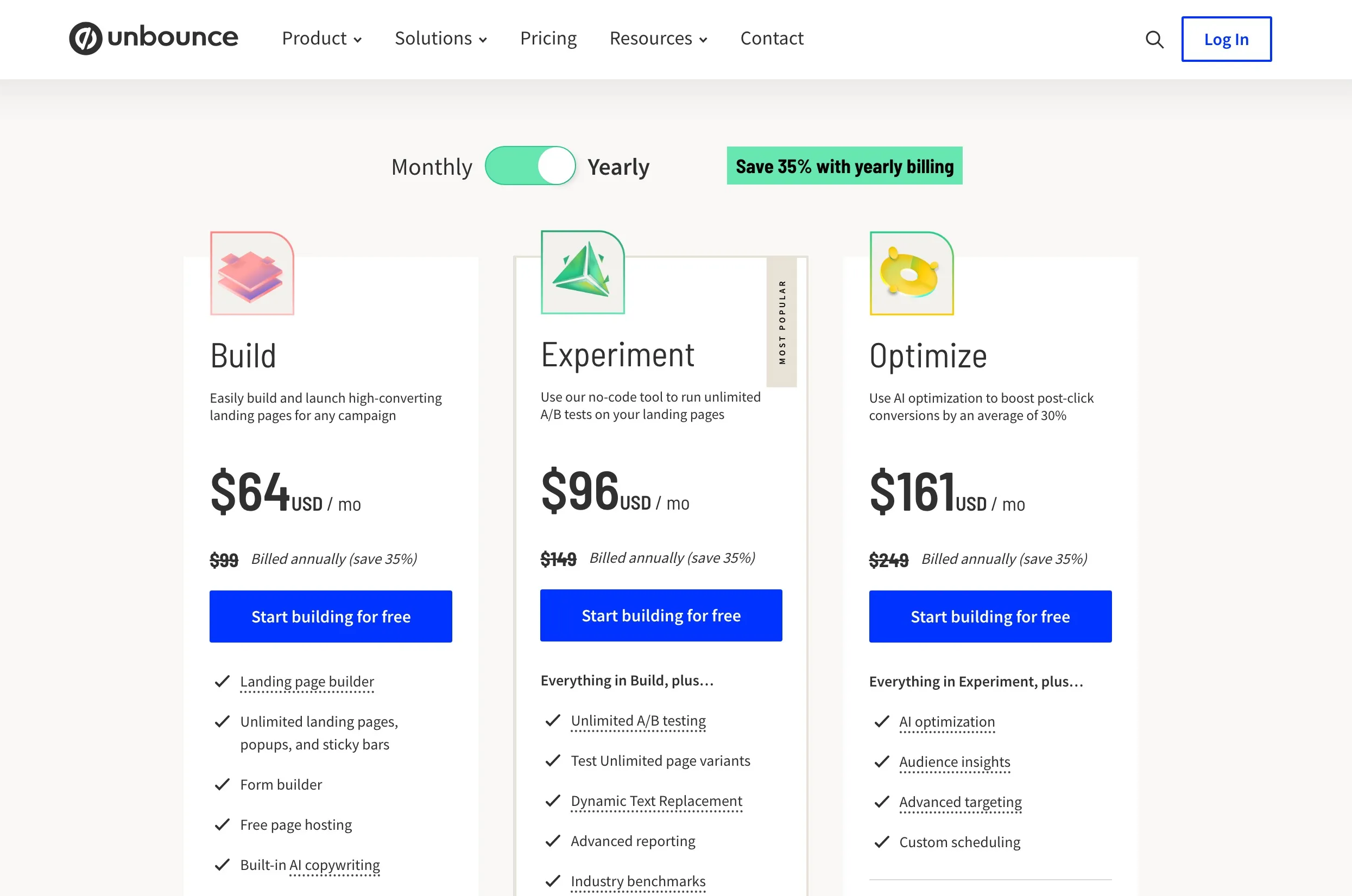 Unbounce Pricing Options