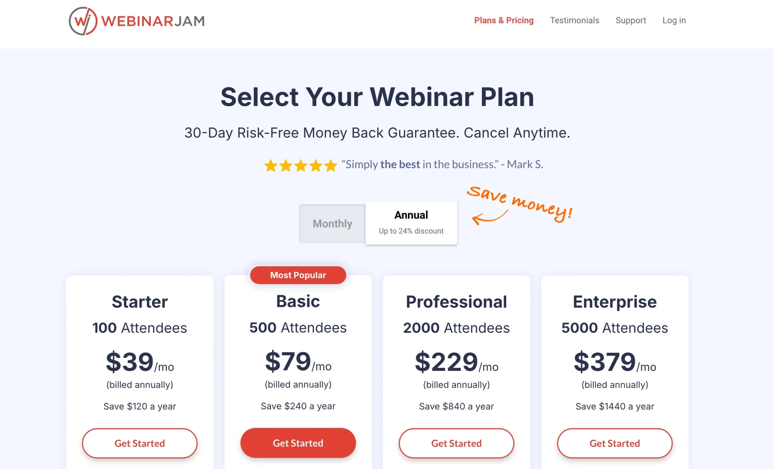 WebinarJam Pricing Options